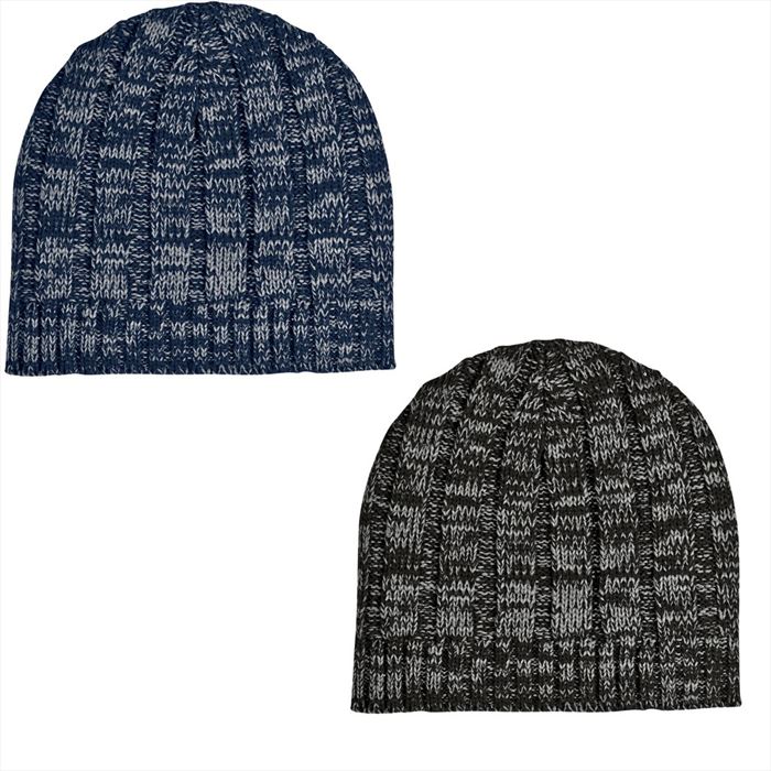 AH1094B Knit Heathered Beanie Cap Blank No Imprint